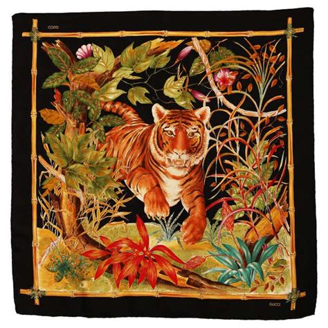 gucci tiger silk|authentic Gucci silk scarf.